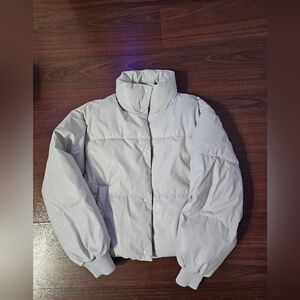 American Eagle Outfitters Light Gray Puffer Jacket
